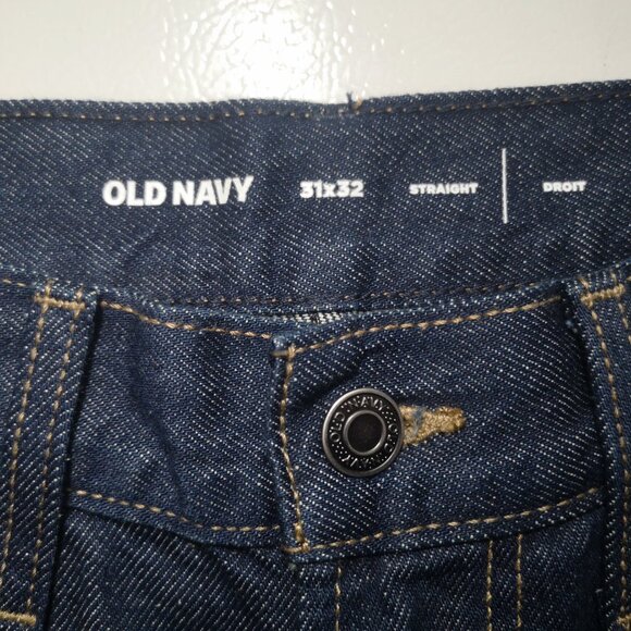 NWT Old Navy Men's Size 31/32 Dark Wash Straight Leg Blue Jeans - Picture 4 of 14